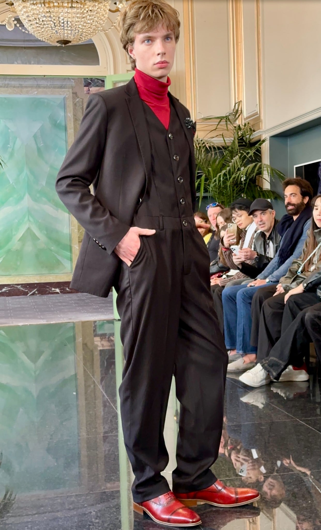 Morris Jumpsuit – Superwool Houndstooth & Black | Paris Fashion Week Edition