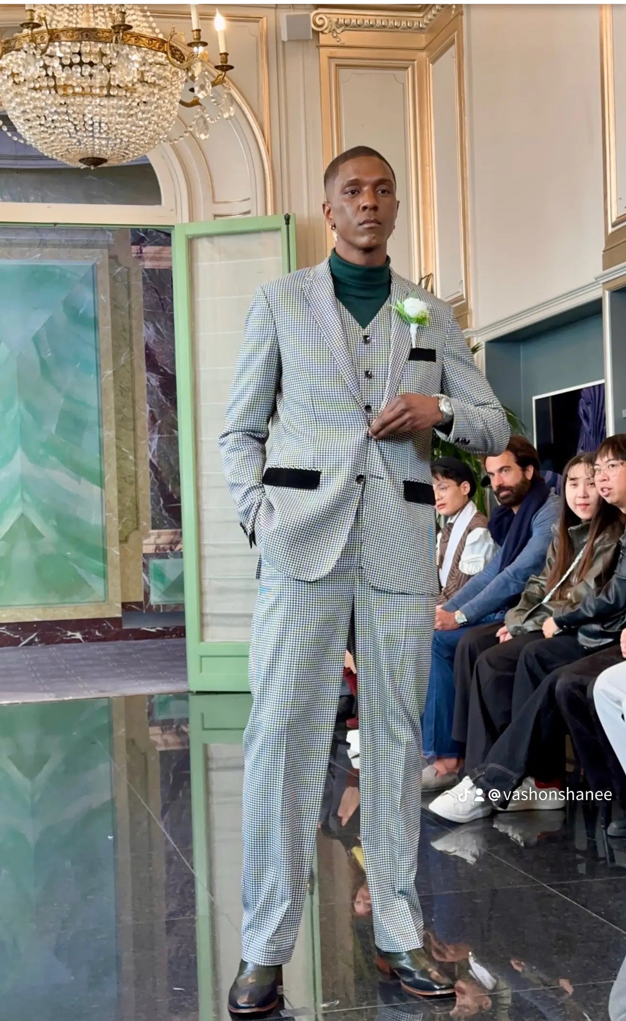 Morris Jumpsuit – Superwool Houndstooth & Black | Paris Fashion Week Edition