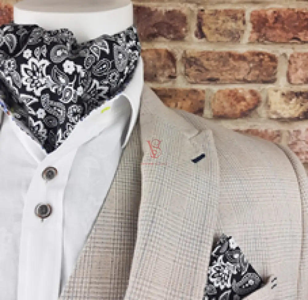 Black Paisley Cotton Cravat Ascot