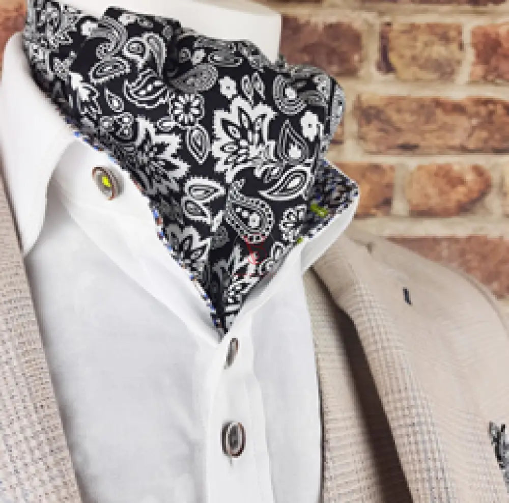 Black Paisley Cotton Cravat Ascot