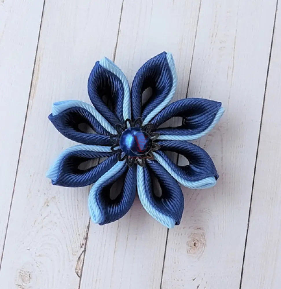 Men’s Navy Blue Flower Boutonniere (Clutch Pin)